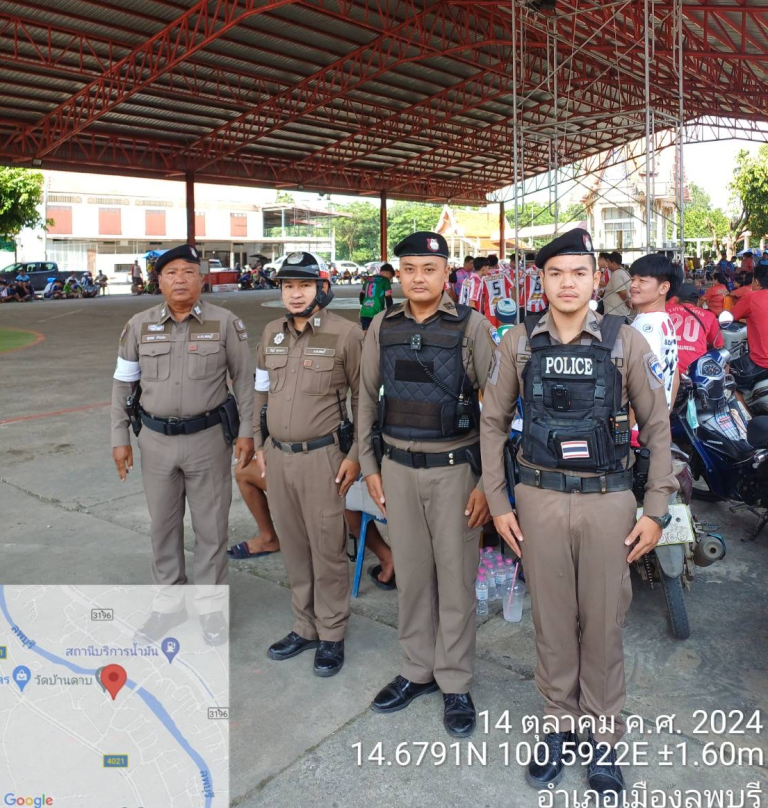 ดูแลความสงบเรียบร้อยงานแข่งกีฬาฟุตซอล ณ วัดบ้านดาบ